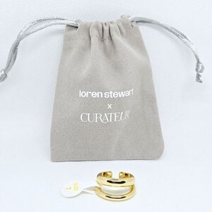 NEW W/POUCH LOREN STEWART X CURATEUR DEUX OPEN BAND RING SIZE 7 GOLD PLATED